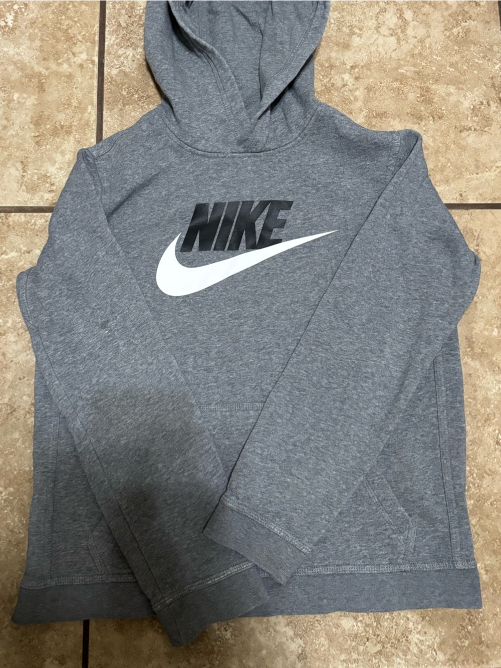 Nike kids Heather Gray Pullover Hoodie with White Swoosh